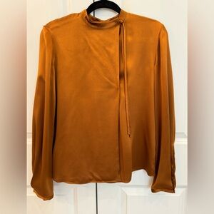Vince Silk blouse, Toffee color with tie at neck.